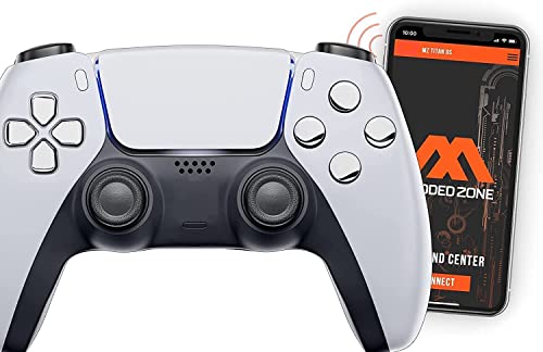 White/Chrome Silver SMART Rapid Fire Custom Modded controller compatible with PS5 all shooter games & more