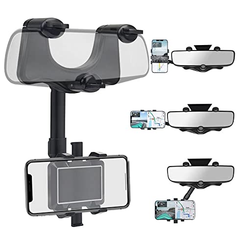 Multifunctional Rearview Mirror Phone Holder for Car 360°Rotatable and Retractable Car Phone Holder,2022 New Car Rearview Hand Free Phone Stand Holder for All Mobile Phones and All Cars