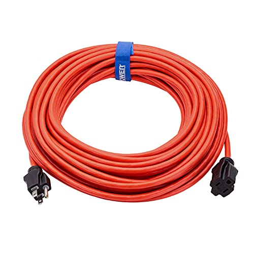 Clear Power 50 ft Outdoor Extension Cord 16/3 SJTW, 3-Prong Grounded Plug, Orange, Water & Weather Resistant, Flame Retardant, General Purpose Power Cord for Lawn & Garden, DCOC-0117-DC