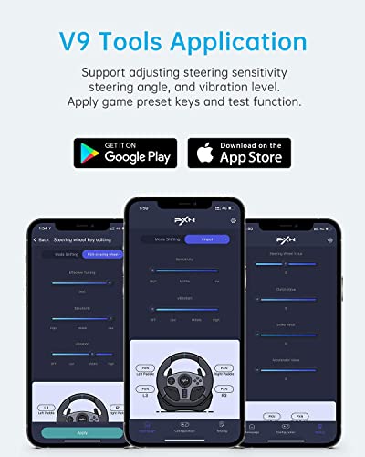 PXN V9 Gaming Racing Wheel with Pedals and Shifter, Steering Wheel for PC, Xbox One, Xbox Series X/S, PS4, PS3 and Nintendo Switch