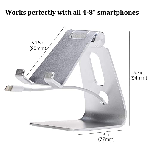 Amazon Basics Adjustable Aluminum Cell Phone Desk Stand for iPhone and Android, Silver