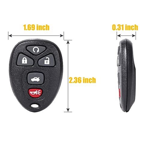 OGATOO Key Fob Replacement - Keyless Entry Car Remote Control Transmitter Fits Chevry Impala Monte Carlo Cadillac DTS Buick Lucerne 2006-2013, 5 Btn Clicker, OUC60270,15912860, 1 Pcs