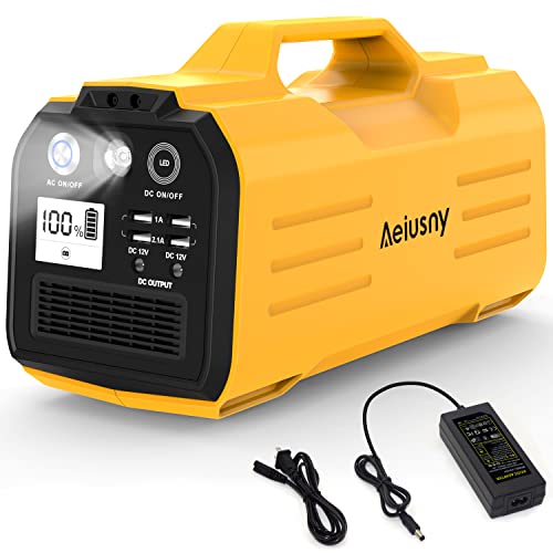 Aeiusny Portable Power Station, 296Wh/400W Solar Generator Power Supply CPAP Backup Battery, 110V Pure Sinewave AC Outlet, 12V DC, USB Output for Outdoor Camping Trip Fishing Emergency