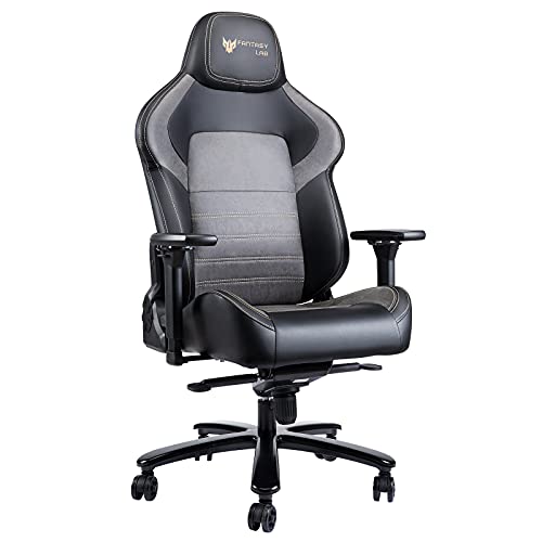 FANTASYLAB Big and Tall Gaming Chair 440lb Metal Base Memory Foam Lumbar Seat Cushion 4D Adjustable Arms Swivels & Reclines Ergonomic High-Back Racing Computer Gaming Chair