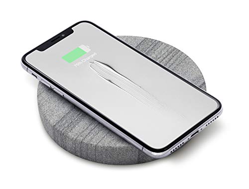 Eggtronic Wireless Charging Stone | Qi Certified 10W Fast Charger for iPhone, Galaxy, Note, AirPods 2, AirPods Pro, Galaxy Buds, Pixel Buds with Built-in Durable Braided Cable - Sandstone