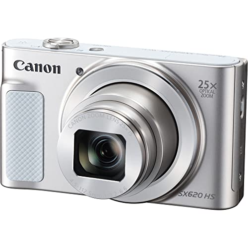 Canon PowerShot SX620 HS Digital Camera (Silver) (1074C001), 64GB Memory Card, 2 x NB13L Battery, Corel Photo Software, Charger, Card Reader, LED Light, Soft Bag + More (International Model)