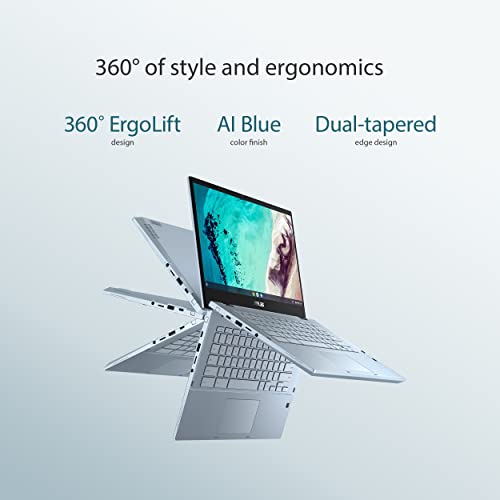 ASUS Chromebook Flip CX3, 14" Touchscreen FHD NanoEdge Display, Intel Core i3-1110G4 Processor, 128GB SSD, 8GB RAM, Garaged Stylus, Backlit Keyboard, Wi-Fi 6, Chrome OS, AI Blue, CX3400FMA-DH388T-S