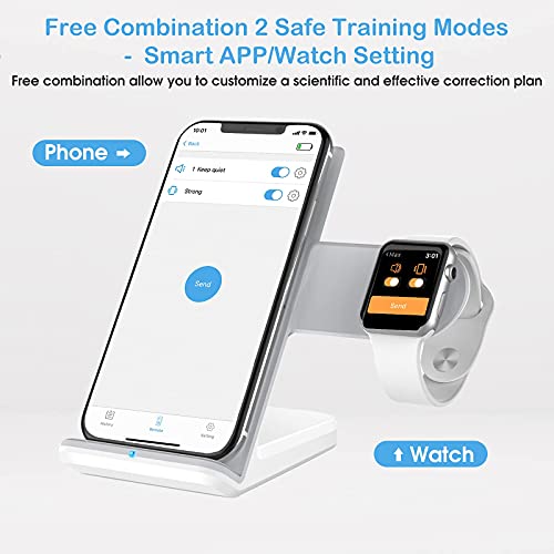 Dr.Trainer Bark Collar with APP/ Watch Control, Automatic No Shock No Pain Anti Bark Collar with Custom Sound/Vibration/Barking Report, Rechargeable Rainproof Smart Progressive Correction (B1Pro)