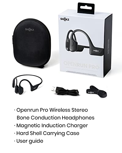 Shokz OpenRun Pro - Premium Bone Conduction Open-Ear Bluetooth Sport Headphones - Sweat Resistant Wireless Earphones for Workouts and Running with Deep Base - Built-in Mic, with Headband (Black)