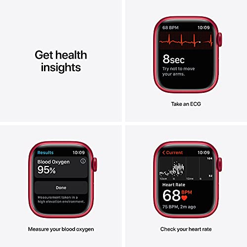 Apple Watch Series 7 [GPS 41mm] Smart Watch w/ (Product) RED Aluminum Case with (Product) RED Sport Band. Fitness Tracker, Blood Oxygen & ECG Apps, Always-On Retina Display, Water Resistant - AOP3 EVERY THING TECH 