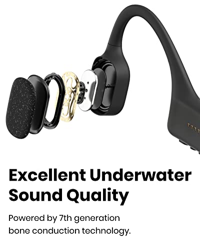 Shokz OpenSwim Swimming MP3 - Bone Conduction MP3 Waterproof Headphones for Swimming - Open-Ear Wireless Headphones, No Bluetooth, with Nose Clip and Earplug (Black)
