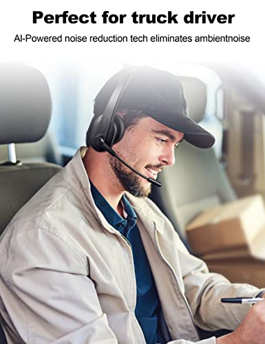 Bluetooth Headset, Sarevile Bluetooth Trucker Headset with Upgraded Microphone Noise Canceling for Trucker, Hand Free Wireless Headset with Adapter for Office Meeting. Widely Compatible for Computer