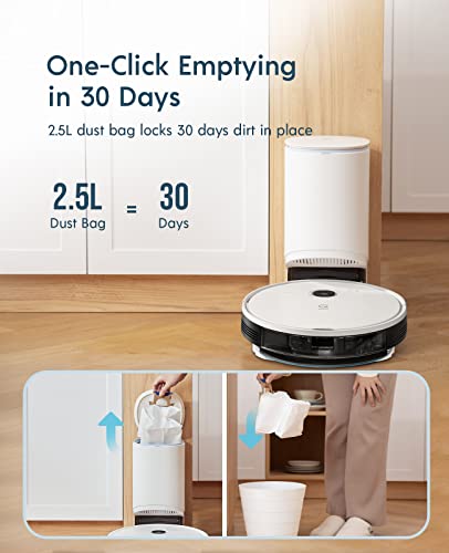 yeedi Vac Station Robot Vacuum and Mop, Self-Emptying 3 in 1, 30 Days Auto Empty, 3000Pa Suction, Carpet Detect, Smart Mapping, Editable Map, Clean Schedule, Virtual Boundary, 200mins Runtime