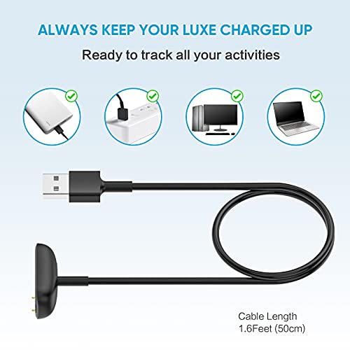 [2-Pack] Charger Cable for Fitbit Luxe/Charge 5, for Fitbit Luxe/Charge 5 Fitness Tracker, Replacement Charging Cable Cord Accessory for for Fitbit Luxe and Charge 5 (3.3 ft/1.6 ft)