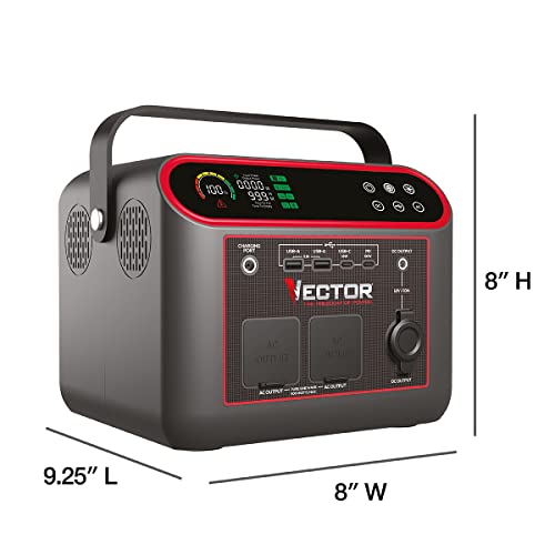 VECTOR VECLIPS6 733 Watt Lithium Portable Power Station Powers 9 Devices At Once, Pure Sine Wave Technology, AC, USB and Wireless Charging, Solar Capable