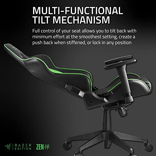 Tarok Pro - Razer Edition Gaming Chair by Zen - Lime Green Gaming Chair - Reclining Ergonomic Desk Office Chair – Adjustable Game Chair, Lumbar Support, Memory Foam Pillow, Comfortable Zen Work Chair