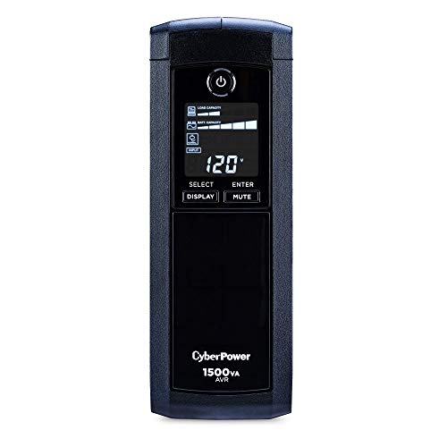 CyberPower CP1500AVRLCD Intelligent LCD UPS System, 1500VA/900W, 12 Outlets, AVR, Mini-Tower