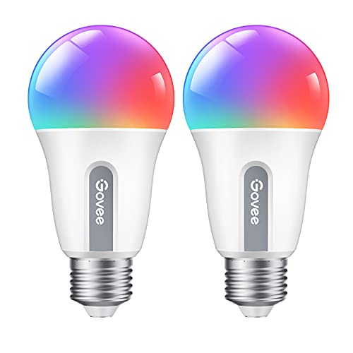Govee Smart Light Bulbs, WiFi & Bluetooth LED Light Bulbs, RGBWW Color Changing Light Bulbs, 54 Dynamic Scenes, Music Sync, 16 Million DIY Colors Dimmable, Work with Alexa & Google Assistant, 2 Pack