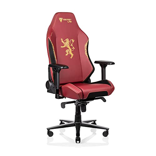 Secretlab Omega 2020 House Lannister Gaming Chair - Reclining, Comfortable, High Back Computer Chair with Adjustable Armrests, Headrest & Lumbar Pillow - Red/Gold - Synthetic Leather