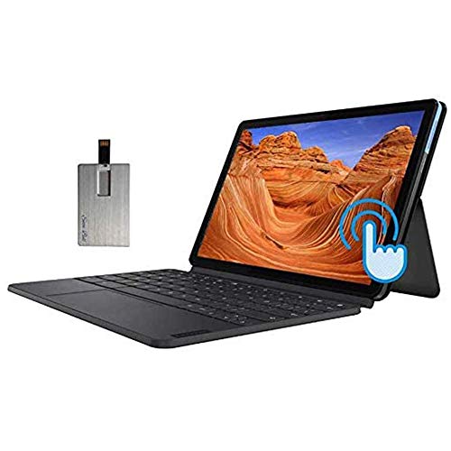 2020 Lenovo Chromebook Duet 2-in-1 10.1" FHD Touchscreen Tablet Computer, MediaTek Helio P60T CPU, 4GB RAM, 128GB SSD, ARM G72 MP3 Graphics, Dual Webcam, USB-C, Chrome OS, Blue+Gray, 128GB USB Card