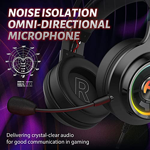 Edifier G4 TE Gaming Headset for PC, PS4, 7.1 Surround Sound Gaming Headphones with Noise Canceling Microphone, USB Over-Ear Headphone Wired with RGB Light, 50mm Driver for PC Mac, Laptop,Black