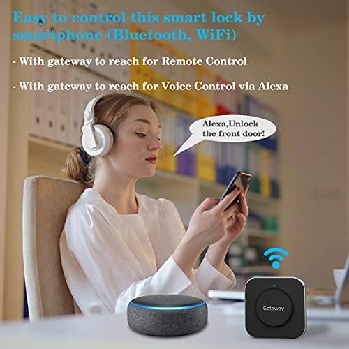 Smart Lock, SMONET WiFi Keyless Entry Door Lock Deadbolt Bluetooth Electronic Locks Touchscreen Keypad Featuring App Work with Alexa Google Home for Home Front Door Hotel