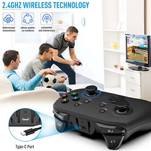 Wireless Gaming Controller, Dual-Vibration Joystick Gamepad Computer Game Controller for PC Windows 7/8/10/11, PS3, Switch- Black