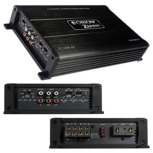 Orion Ztreet 4 Channel Car Amplifier – Class A/B Stereo Power Amplifier 1500 Watt Max 2 Ohm Stable, Bass Boost, Crossover MOSFET Power Supply, Car Electronics Amp, Audio Speakers, Great for Subwoofers