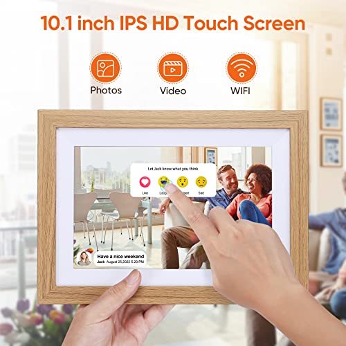 10.1 Inch WiFi Digital Picture Frame, FRAMEO Smart Digital Photo Frame with IPS Touch Screen, Electronic Picture Frame with Built-in 16GB Storage for Christmas Thanksgiving Gift for Wife Grandparents