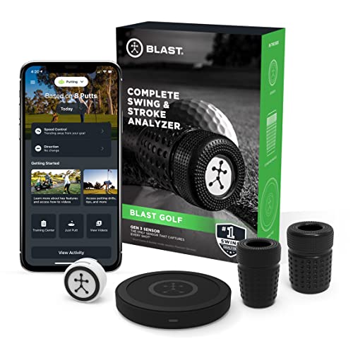 Blast Golf - Swing and Stroke Analyzer (Sensor) I Captures Putting, Full Swing, Short Game and Bunker Modes, Air Swing Mode, Slo-Mo Video Capture, App Enabled (iOS and Android Compatible)