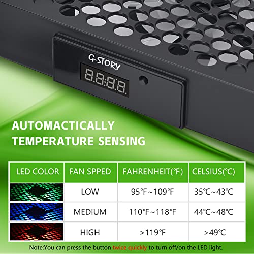 G-STORY Cooling Fan for Xbox Series X with Automatic Fan Speed Adjustable by Temperature, LED Display, High Performance Cooling, Low Noise, 3 Speed 1500/1750/2000RPM (140MM) with RGB LED