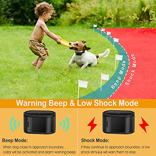 iMounTEK Electric Dog Fence System Pet Tone Shock Boundary Containment Water Resistant Collar Receiver for Small Medium Large Dog