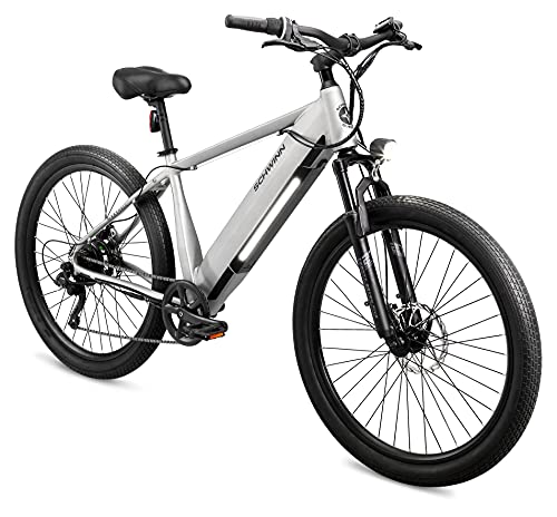 Schwinn Marshall Adult Electric Hybrid Bike, Small/Medium Step-Over Frame, 7 Speed, 27.5-Inch Wheels, Matte Grey