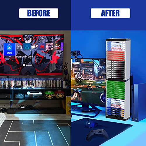 Video Game Storage Stand Tower for PS5/ PS4/ PS3/ Xbox Series S & X/ Xbox one Game, Universal Game Disc Holder Vertical Stand Organizer Tower