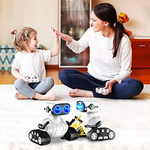 Robot Toys, Rechargeable RC Robots for Boys, RC Robot Toys for Kids, Kids Toys with Music and LED Eyes, 3+ Years Old Boys/Girls Toys (White) 1