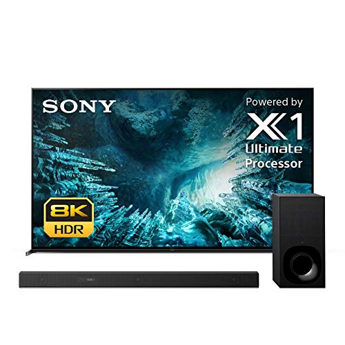 Sony Z8H 85 Inch TV: 8K Ultra HD Smart LED TV with HDR and Alexa Compatibility - 2020 Model with Z9F 3.1ch Sound bar with Dolby Atmos and Wireless Subwoofer