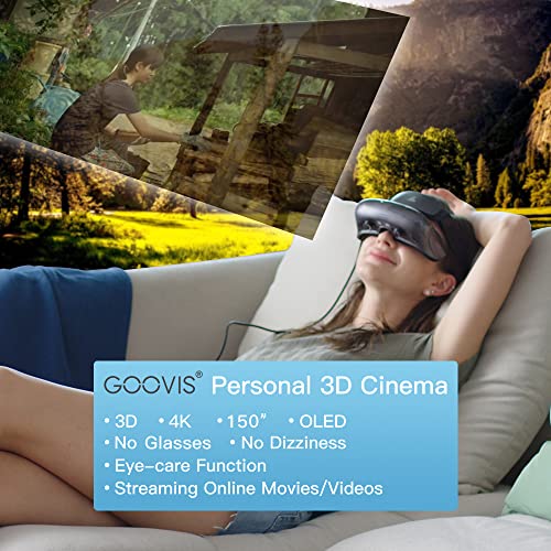 GOOVIS Lite - Personal 3D Cinema Headsets 4K OLED Display Movies Goggles Glasses Built-in Hyperopia & Myopia Lens Compatible with PC, Smart Phone, Set-top Box