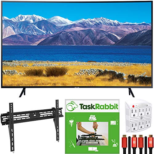SAMSUNG UN65TU8300 65-inch HDR 4K UHD Smart Curved TV Bundle with TaskRabbit Installation Services + Deco Gear Wall Mount + HDMI Cables + Surge Adapter