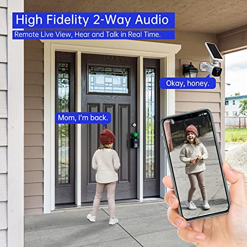 [3MP Night Vision+Motion Detection] Wireless Solar Security Camera System for Home Outdoor (4 Cameras with Base Station), 2-Way Audio, APP Remote, IP65 Waterproof, SD/Cloud Storage