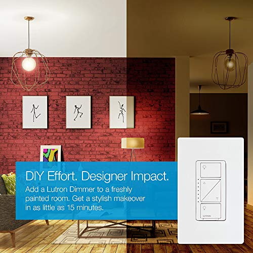 Lutron Caséta Deluxe Smart Dimmer Switch (2 Count) Kit with Caséta Smart Hub | Works with Alexa, Apple HomeKit, Ring, Google Assistant | P-BDG-PKG2W-A | White