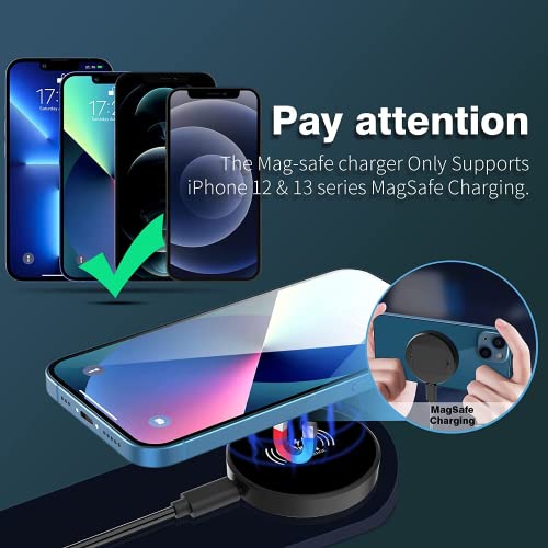 KKM Magnetic Wireless Charger, Compatible with MagSafe Charger, 15W Fast Charging Pad for iPhone 13/13 Pro/13 Pro Max/13 mini/12/12 Pro/12 Pro Max /12 Mini AirPods Pro (Include Adapter)