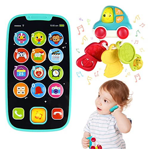 Woby Baby Musical Phone Toys, Infant Keys Toys, Electronic Toys Early Learning Educational Preschool Pretend Play Set with Flashing Lights and Sounds for 1 Year Old Baby Toddler