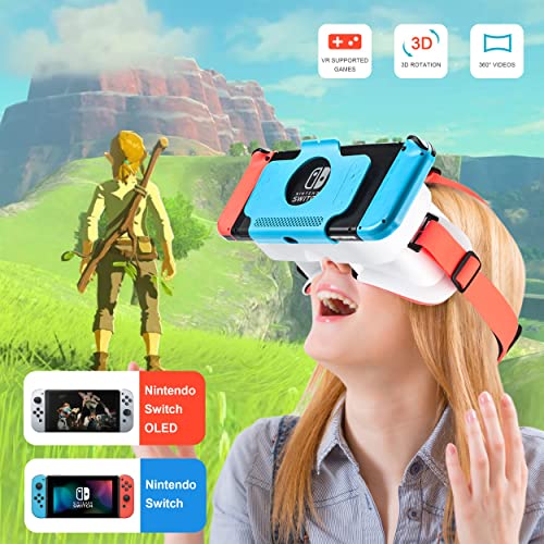 DEVASO VR Headset for Nintendo Switch OLED Model/Nintendo Switch 3D VR (Virtual Reality) Glasses, Switch VR Labo Goggles Headset for Nintendo Switch (Red&White)