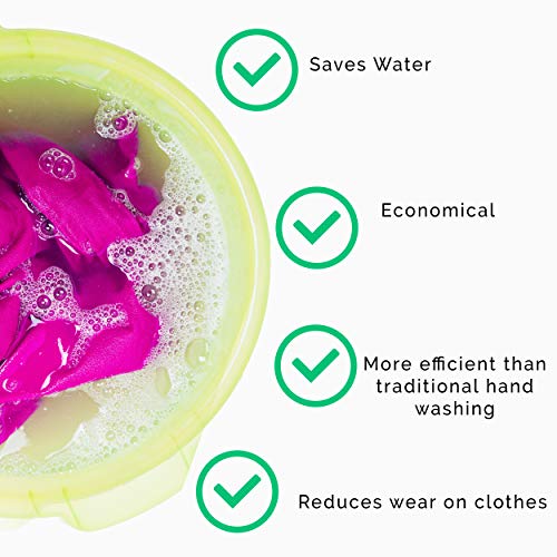 washOTG Portable Washing Machine – Durable & Waterproof Clothes Washing Wand – Mobile Clothes Washer that’s Perfect for Washing Clothes while Camping, Hiking, Traveling – Green Mobile Hand Washer