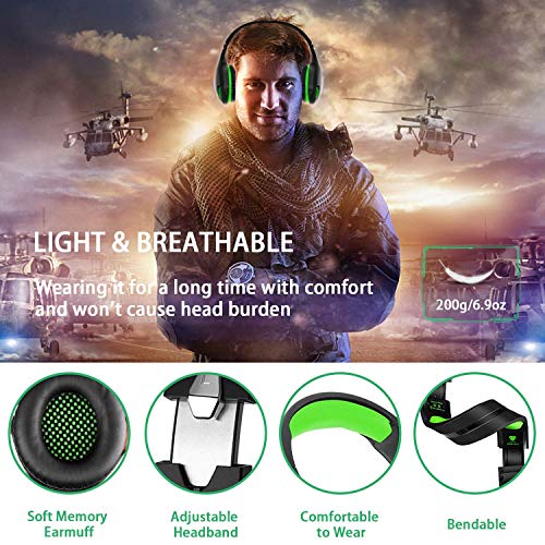 Gaming Headset with Microphone for PS5 PS4,Xbox One,Laptops,PC,Phones, Stereo Over Ear Gaming Headphones with Noise-Canceling Microphone and LED Light