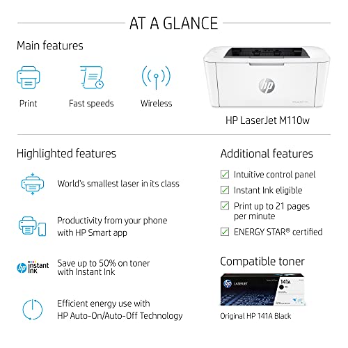 HP LaserJet M110w Wireless Monochrome Printer (7MD66F)