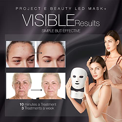 Project E Beauty LED Light Therapy Face & Neck Mask | Wireless Photon Skin Rejuvenation Red Blue Green Therapy 7 Color Treatment Anti Aging Acne Spot Removal Wrinkles Brightening Facial Skin Care Mask