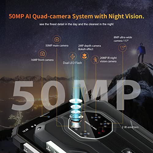 5G Rugged Smartphone, Blackview BL8800, 8GB+128GB Rugged Unlocked Phones, 50MP+ 20MP IR Night-Vision Camera, 8380mAh Battery 33W Fast Charge, 6.58" FHD Android 11, IP68/IP69K Waterproof, GPS, NFC, OTG