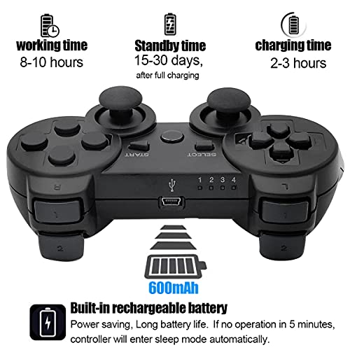 Ceozon PS3 Controller Wireless Play-station 3 Controller Wireless Bluetooth for Sony Play-station 3 Remote Wireless Joystick with Charging Cables 2 Pack Black + Green