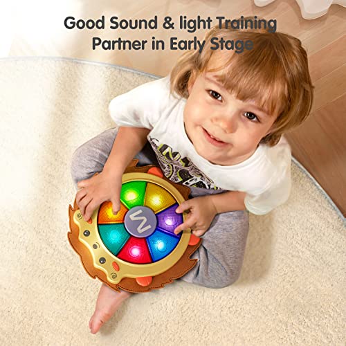 TUMAMA Hedgehog Plush Light Musical Drum Piano Toddler Toys Electronic Music Sound Instruments Baby Toy Light up Game Baby Sleep Soother Toy Gifts for Boy Girls Kids 2 3 Years